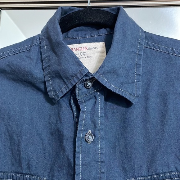 Wrangler button up long sleeve blue Western shirt size Small 2 chest pockets - Picture 4 of 9